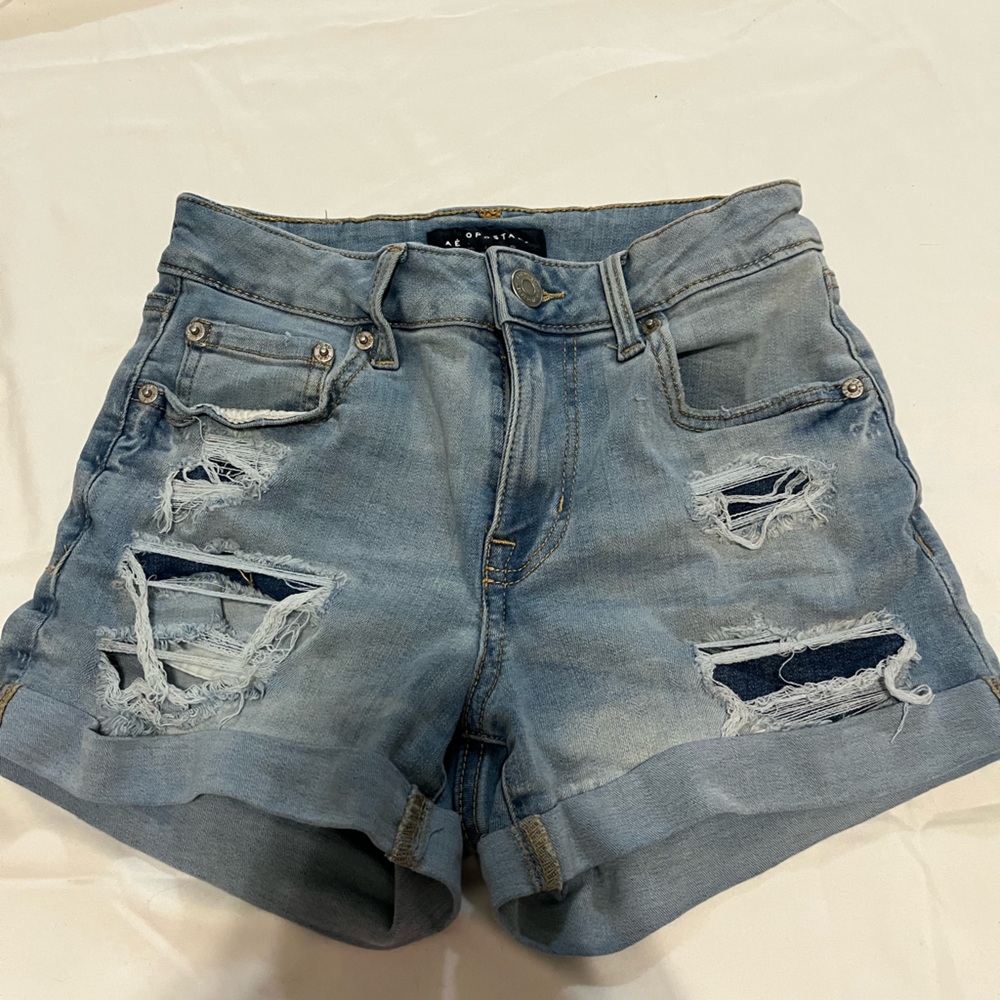 Aeropostale Light Blue Distressed Jean Shorts